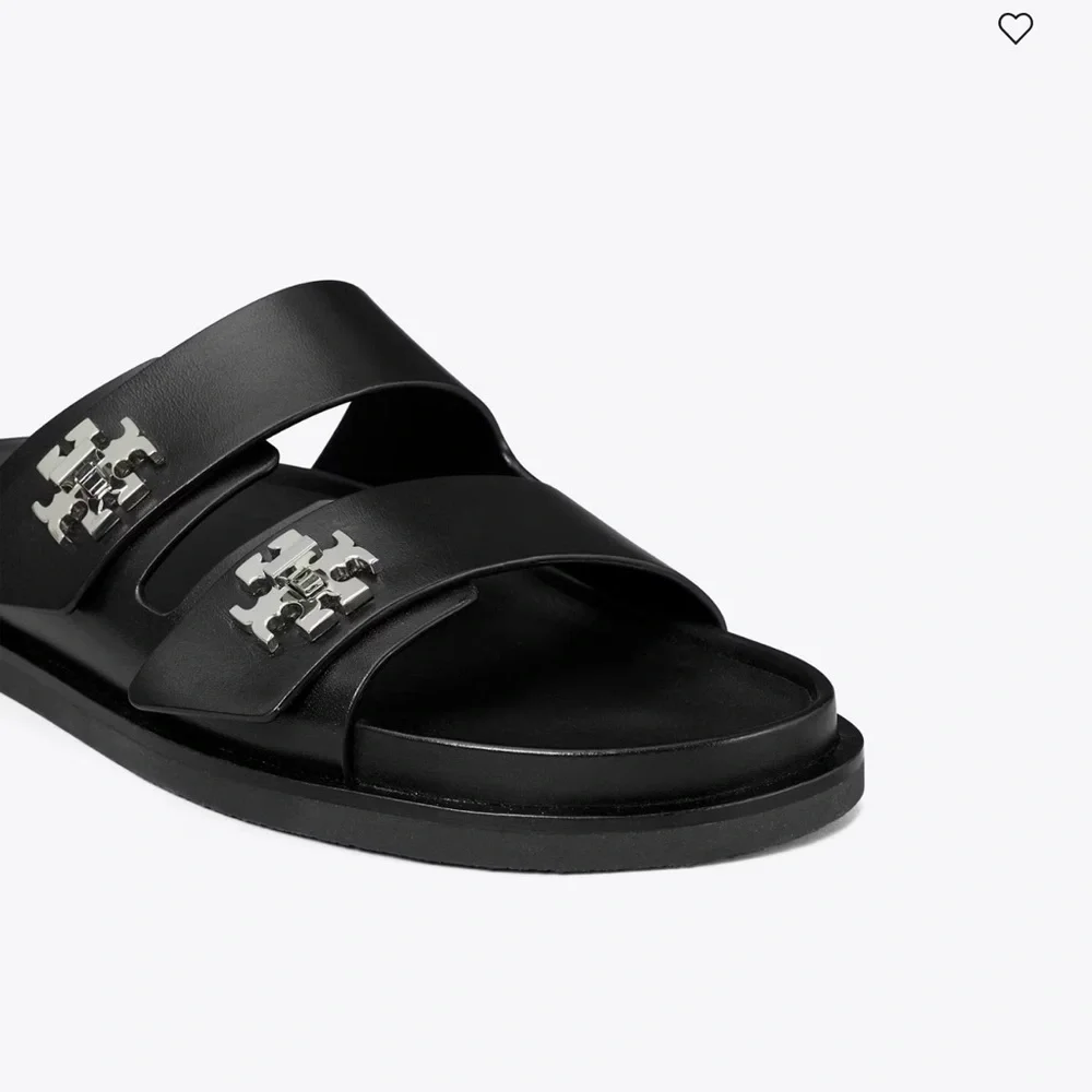 Tory Burch Black Turnlock Sport Slides with Silver Accents